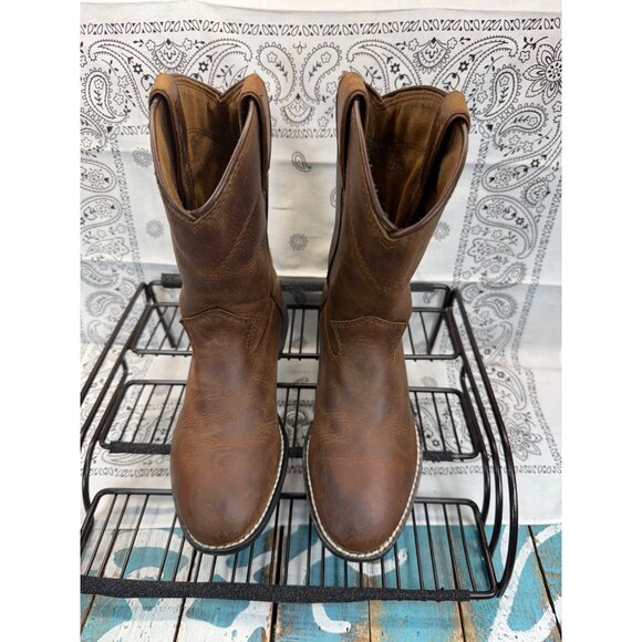 Justin Roper Youth Size 1D US Brown Leather Cowboy Western Boots 3410Y - Picture 3 of 9